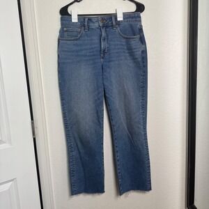 J.Crew Jeans Women 28 Blue Curvy Essential Straight Raw‎ Hem High Rise